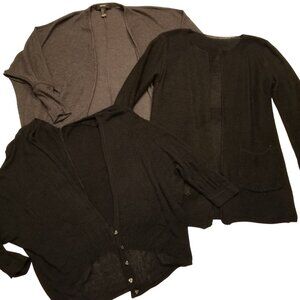 Set of 3 Cardigans Small Black & Gray Mixed Basics Oversized Fit